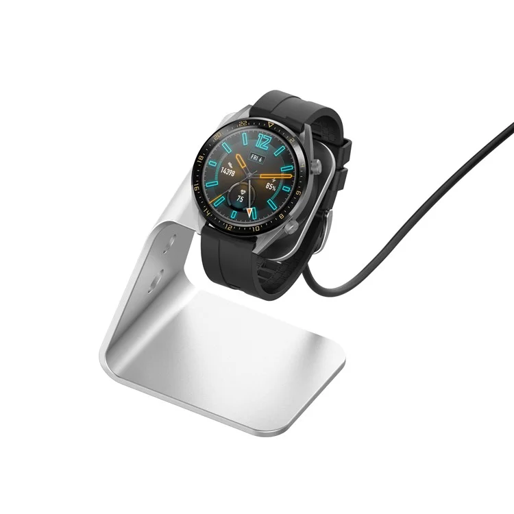 Base de Estação do Suporte do Suporte do Carregador do Berço Com 1,5 m de Cabo USB Para Huawei Watch GT/GT 2e/gt 2 (42mm/46mm)/Honor Watch GS Pro/Honor Magic/Honor Magic Watch 2 (42mm/46mm)/Honor Watch Dream - Prata