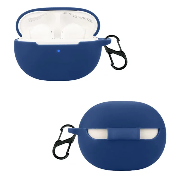 Per custodia in silicone 1MORE Q20 TWS Headset Anti-Scratch Wireless Earphone Cover con gancio a clip - Blu scuro