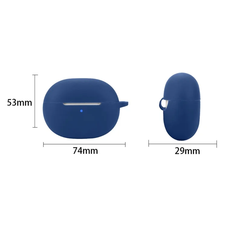 Per custodia in silicone 1MORE Q20 TWS Headset Anti-Scratch Wireless Earphone Cover con gancio a clip - Blu scuro