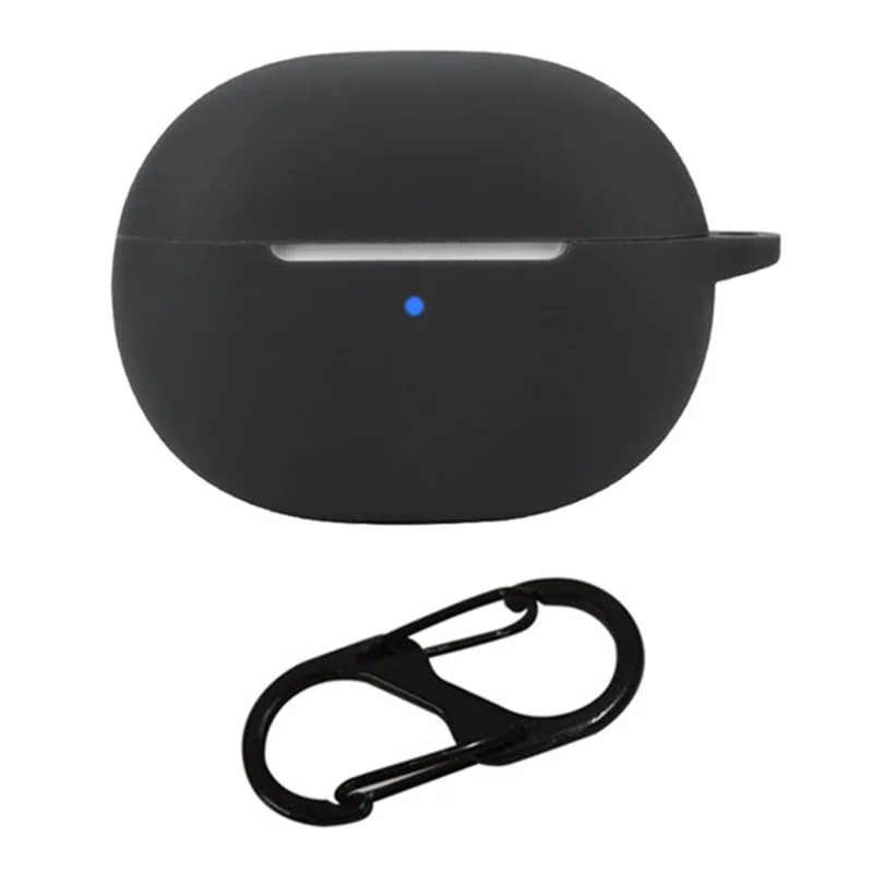 For 1MORE Q20 TWS Headset Silicone Case Anti-Scratch Wireless Earphone Cover with Hanging Buckle - Black
