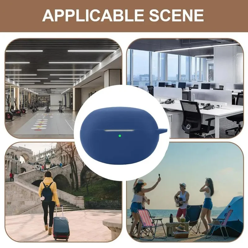 Capa de Poeira para Realme Buds Air 6 Pro Fones de Ouvido Bluetooth Capa de Silicone com Fivela Anti-Perda - Branco