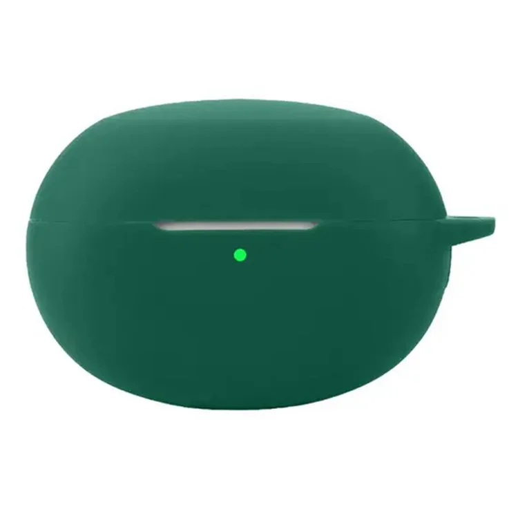 Dust Cover for Realme Buds Air 6 Pro Bluetooth-compatible Earphones Silicone Case with Anti-Lost Buckle - Blackish Green
