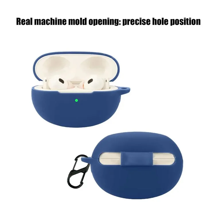 Dust Cover for Realme Buds Air 6 Pro Bluetooth-compatible Earphones Silicone Case with Anti-Lost Buckle - Blackish Green