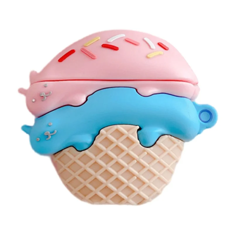 For Apple AirPods 3 Bluetooth-compatible Earphone Cover Cat Ice Cream Silicone Protective Case with Anti-Lost Buckle