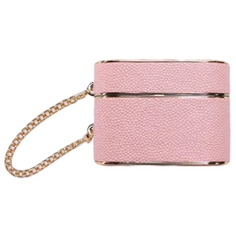 For Apple AirPods 3 Earphone Case Cylinder Shape Leather+PC Earbud Cover with Strap - Pink