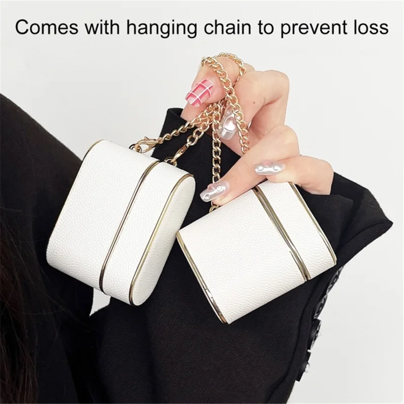 Voor Apple AirPods 3 Oordopjes Etui Cilindervormig Leer+PC Oordopjes Cover met Riempje - Hemelsblauw