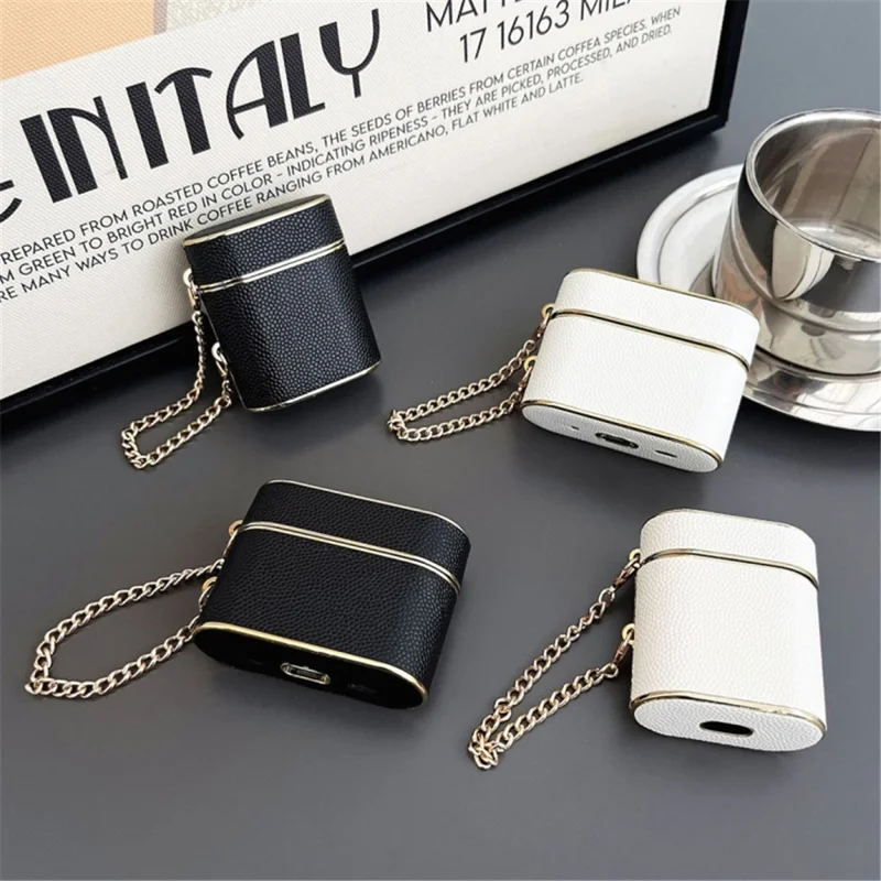 Voor Apple AirPods 3 Oordopjes Etui Cilindervormig Leer+PC Oordopjes Cover met Riempje - Hemelsblauw