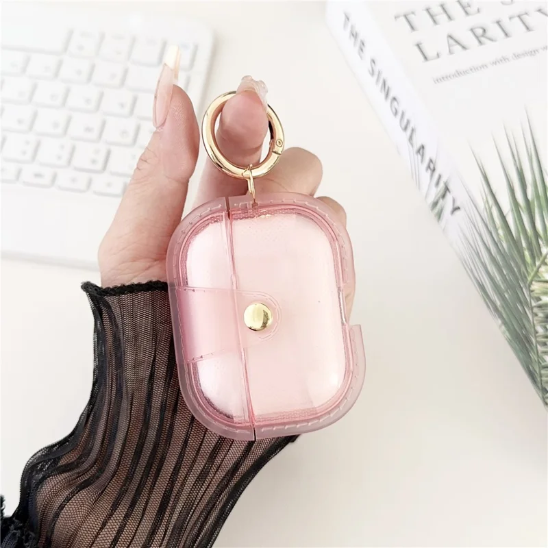 Para Capa de Carregamento do Estojo de AirPods Pro da Apple Estojo de Fone de Ouvido Bluetooth com Fivela de Argola - Rosa