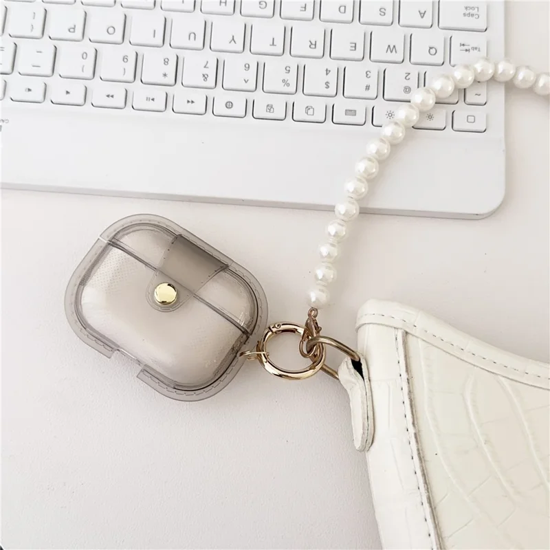 Para Capa de Carregamento do Estojo de AirPods Pro da Apple Estojo de Fone de Ouvido Bluetooth com Fivela de Argola - Rosa