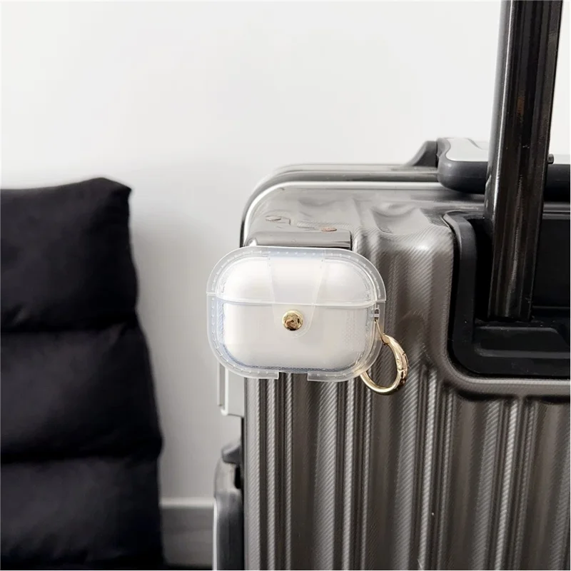 Para Capa de Carregamento do Estojo de AirPods Pro da Apple Estojo de Fone de Ouvido Bluetooth com Fivela de Argola - Rosa