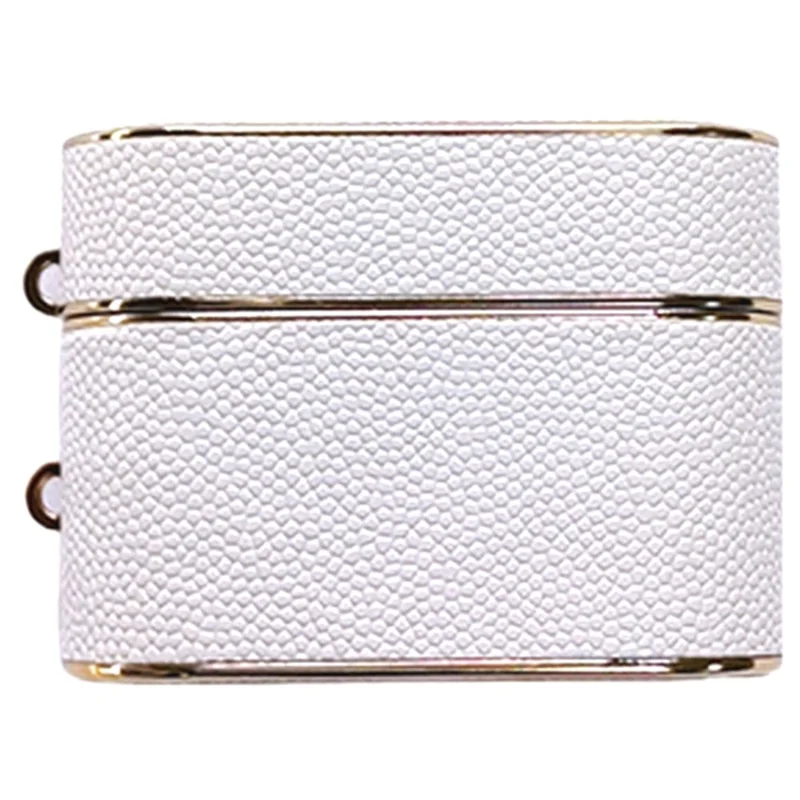For AirPods Pro 2 Column Shape Bluetooth-compatible Earphone Cover Leather Texture TPU + PC Anti-Drop Case - White