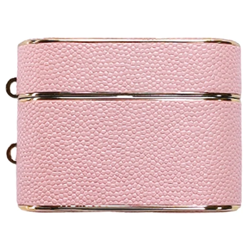 For AirPods Pro 2 Column Shape Bluetooth-compatible Earphone Cover Leather Texture TPU + PC Anti-drop Case - Pink