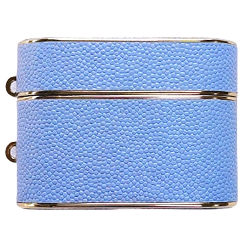 For AirPods Pro 2 Column Shape Bluetooth-compatible Earphone Cover Leather Texture TPU + PC Anti-drop Case - Blue