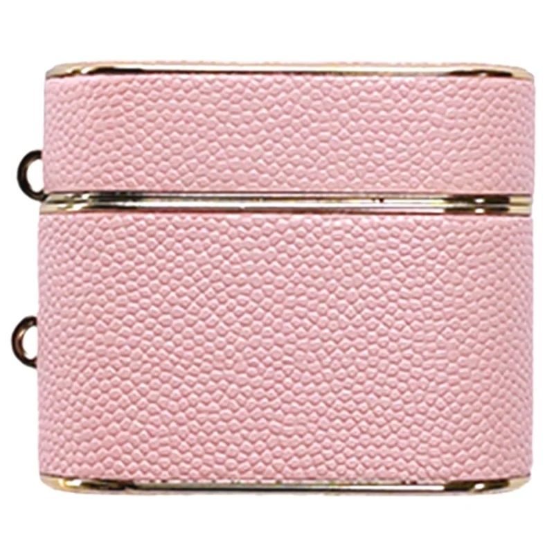 For Apple AirPods 3 Column Shape Bluetooth-compatible Earphone Cover Leather Texture TPU + PC Anti-Drop Case - Pink