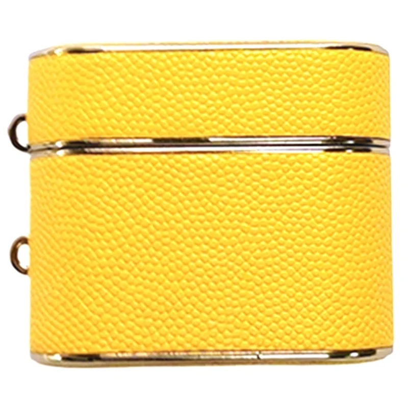 For Apple AirPods 3 Column Shape Bluetooth-compatible Earphone Cover Leather Texture TPU + PC Anti-Drop Case - Yellow