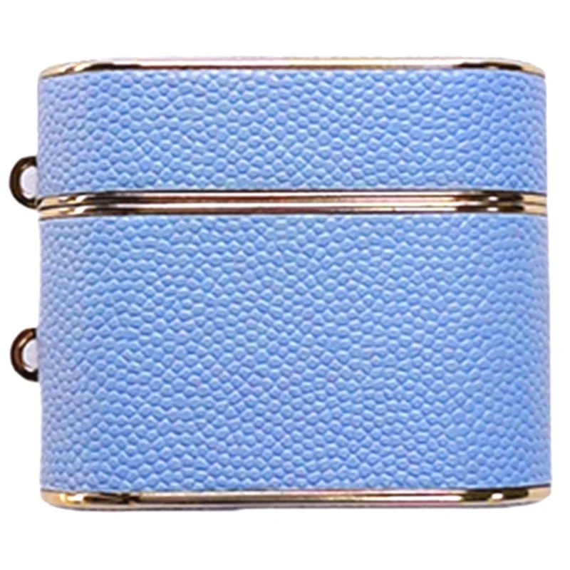 For Apple AirPods 3 Column Shape Bluetooth-compatible Earphone Cover Leather Texture TPU + PC Anti-Drop Case - Blue