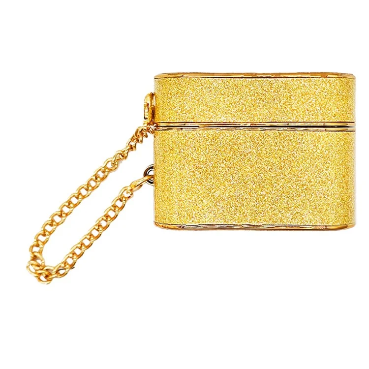 For Apple AirPods Pro Leather Texture Glitter Powder Column Shape Bluetooth-compatible Earphone Cover - Yellow