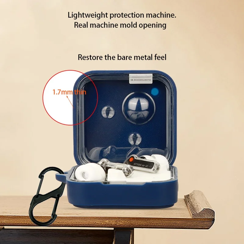 For Nothing Ear (R)-Ear 2024 Silicone Case Anti-Scratch Wireless Earphone Cover with Hanging Buckle - Blackish Green