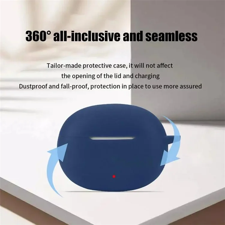 Para HONOR CHOICE Earbuds X5 Anti-Arranhões Capa de Silicone Sem Fio Capa do Fone de Ouvido com Fivela Pendurada - Azul Escuro