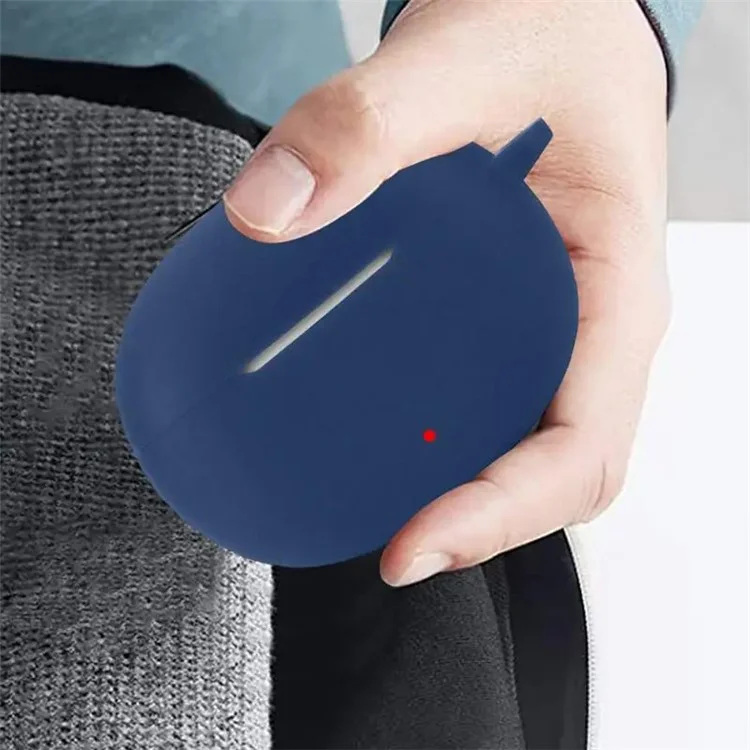 Para HONOR CHOICE Earbuds X5 Anti-Arranhões Capa de Silicone Sem Fio Capa do Fone de Ouvido com Fivela Pendurada - Azul Escuro