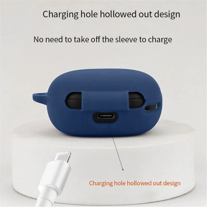 Para Anker Soundcore P25i Capa de Silicone Auricular Bluetooth Anti-Arranhões Manga com Fivela Anti-Perda - Azul Escuro