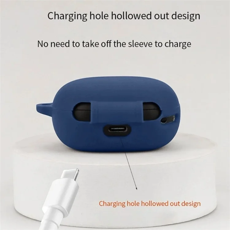 For Anker Soundcore P25i Silicone Cover Bluetooth-compatible Earphone Anti-scratch Sleeve with Anti-lost Buckle - Yellow