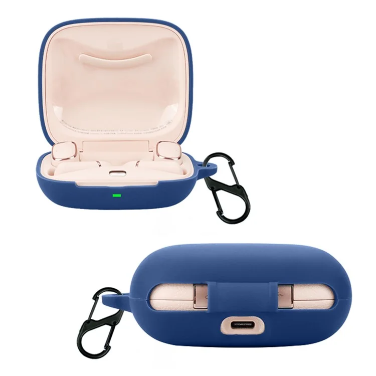 For Edifier Evo Open Headset Silicone Case Anti-Scratch Wireless Earphone Cover with Buckle - Dark Blue
