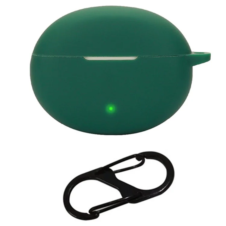 For Oppo Enco Air4 Pro Silicone Cover Bluetooth-compatible Earphone Sleeve with Anti-Lost Buckle - Blackish Green