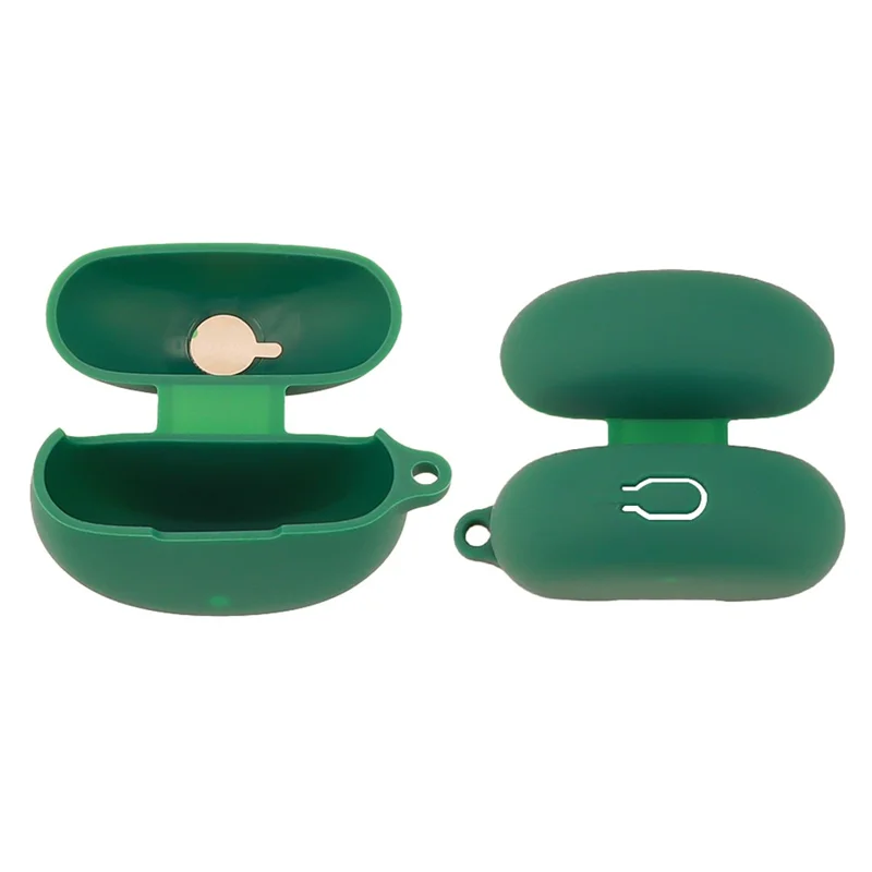 For Oppo Enco Air4 Pro Silicone Cover Bluetooth-compatible Earphone Sleeve with Anti-Lost Buckle - Blackish Green