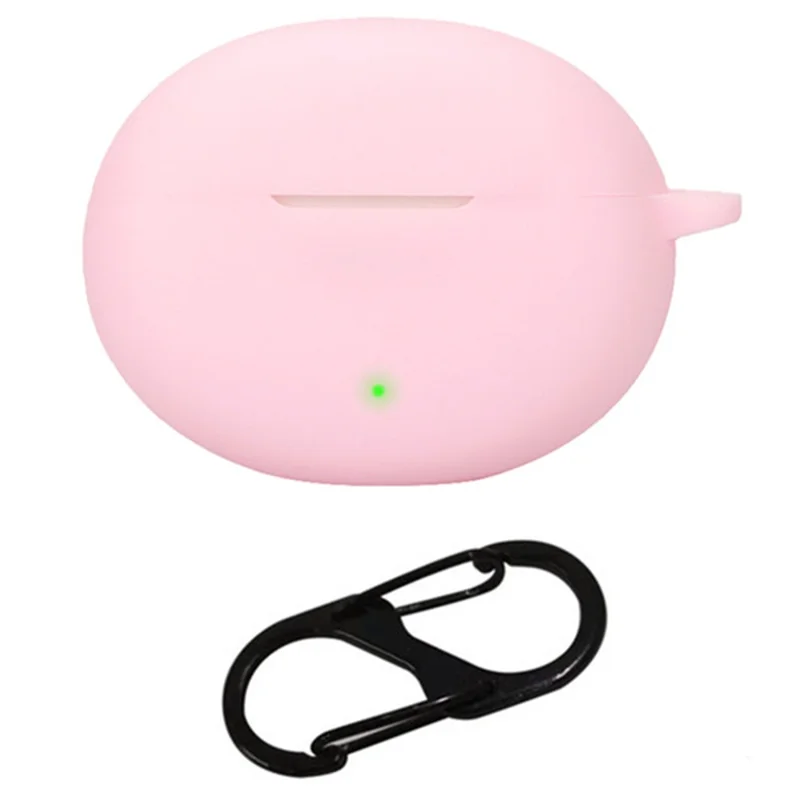 For Oppo Enco Air4 Pro Silicone Cover Bluetooth-compatible Earphone Sleeve with Anti-Lost Buckle - Pink