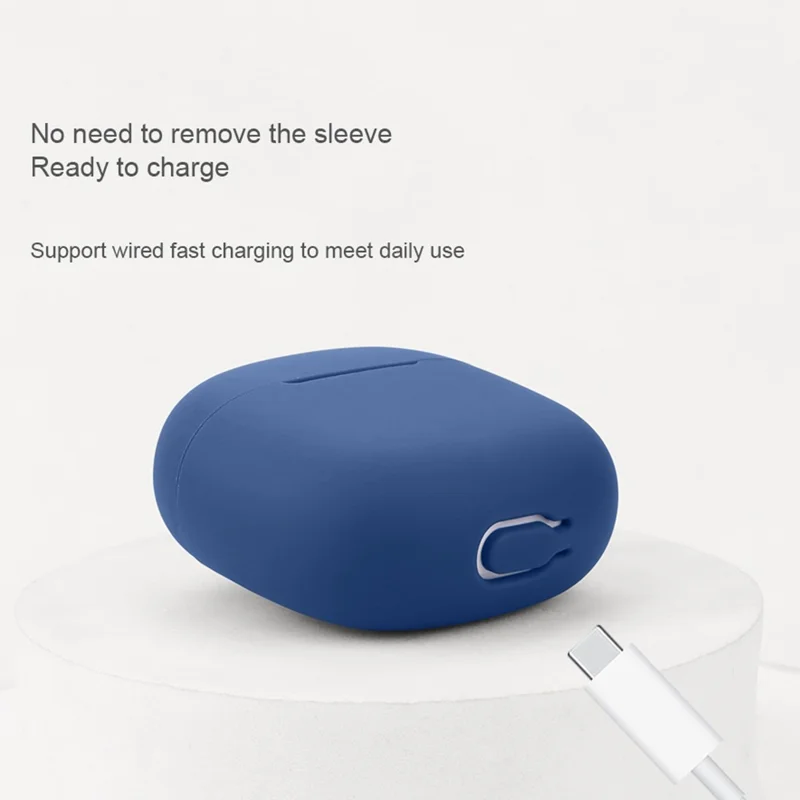 For Honor Earbuds A Silicone Headset Case Anti-Scratch TWS Earphone Cover with Hanging Buckle - Sky Blue