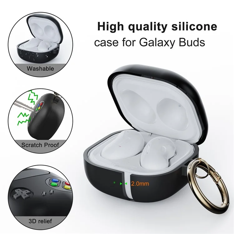 Für Samsung Galaxy Buds Live / Buds Pro / Buds Pro 2 Silikon-Schutzhülle im Retro-Spielekonsolen-Design - Dunkelblau