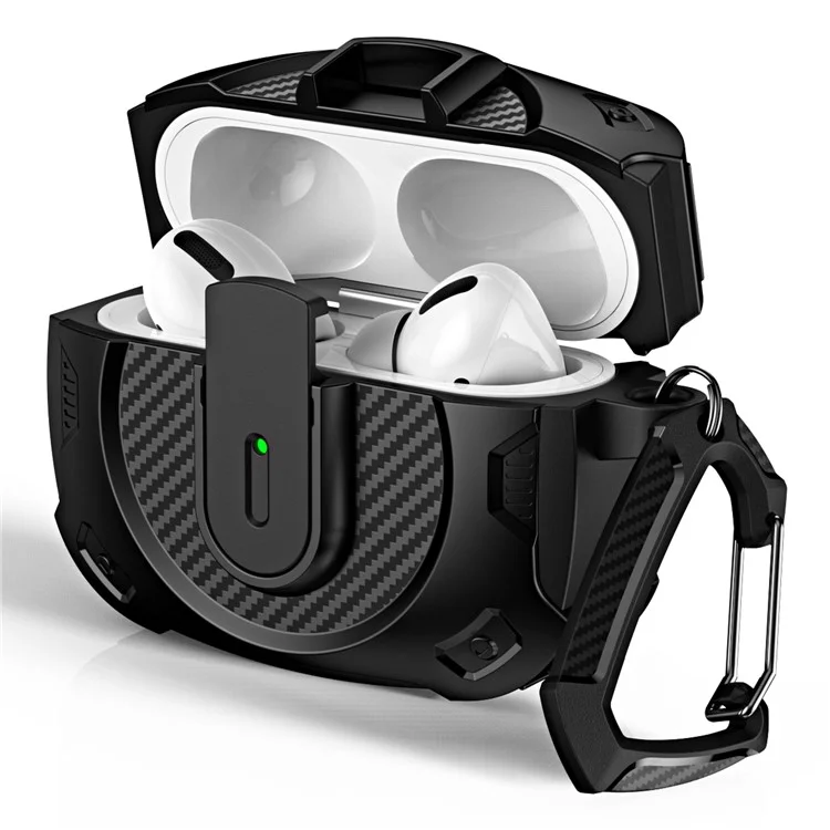 Для чехла AirPods Pro 2 с конструкцией на защелке из PC+TPU, защитный чехол для наушников с крючком для подвешивания - полностью черный