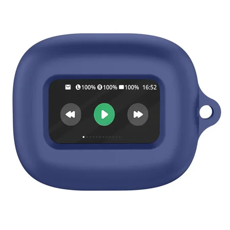 Pour JBL Live Beam 3 Housse en silicone Bluetooth Ecouteur Étui de protection avec boucle anti-perte - Bleu foncé