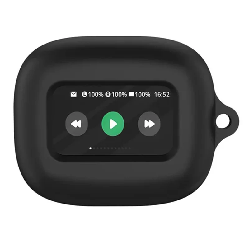 For JBL Live Beam 3 Silicone Cover Bluetooth-compatible Earphone Protective Sleeve with Anti-Lost Buckle - Black