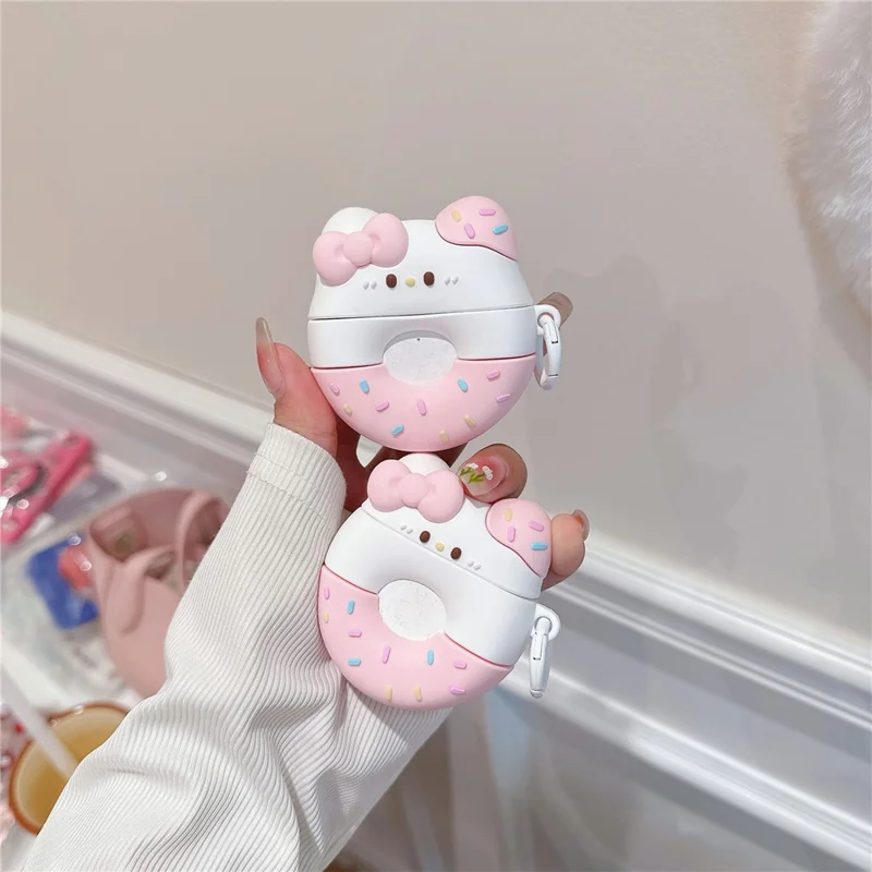 Per AirPods Pro 2 / Pro Lovely Bowknot Donut Earphone Case Custodia protettiva in PVC