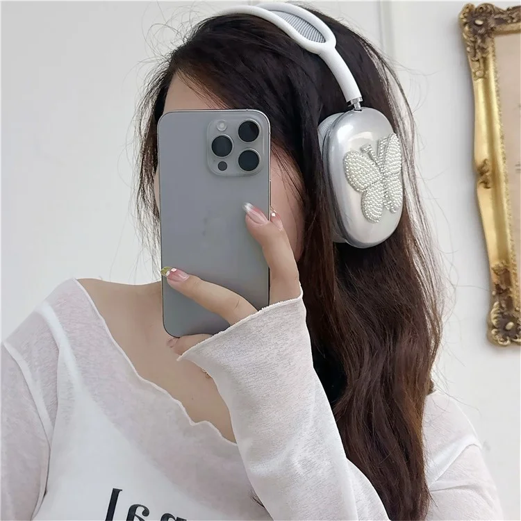 For AirPods Max 1 Pair Butterfly Decor Soft TPU Headphone Earmuff Shell Protective Cover