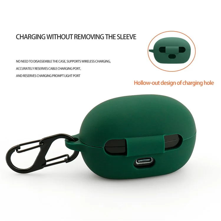 Para 1MORE Sleeping Earbuds Z30 Funda de Silicona Auriculares Bluetooth Cubierta con Hebilla Colgante - Verde Negruzco