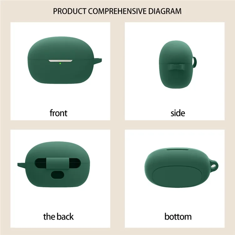 Para 1MORE Sleeping Earbuds Z30 Funda de Silicona Auriculares Bluetooth Cubierta con Hebilla Colgante - Verde Negruzco
