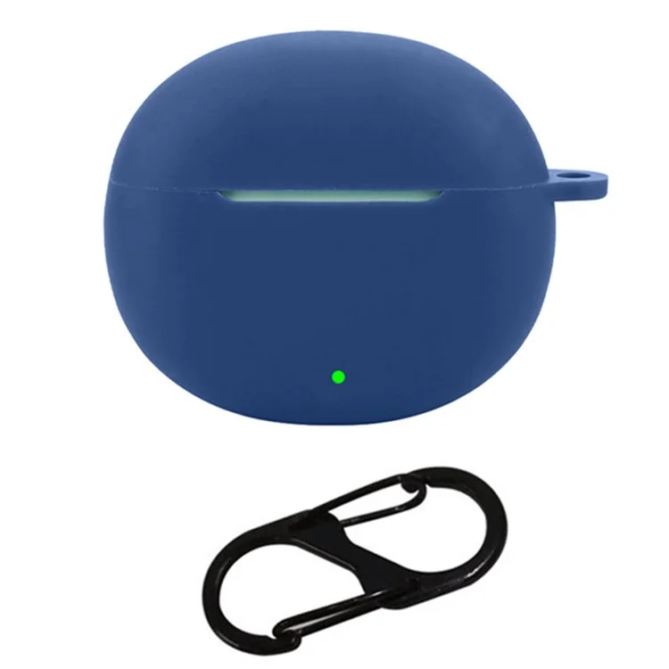 For Honor Earbuds X7 Silicone Headset Case Anti-Scratch TWS Earphone Cover with Hanging Buckle - Dark Blue