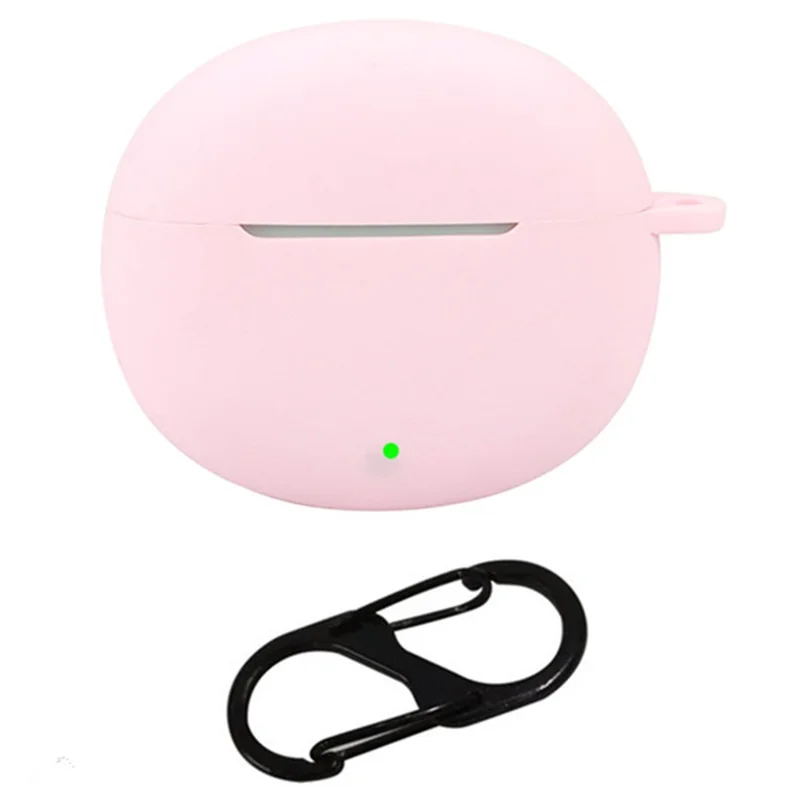 For Honor Earbuds X7 Silicone Headset Case Anti-Scratch TWS Earphone Cover with Hanging Buckle - Pink