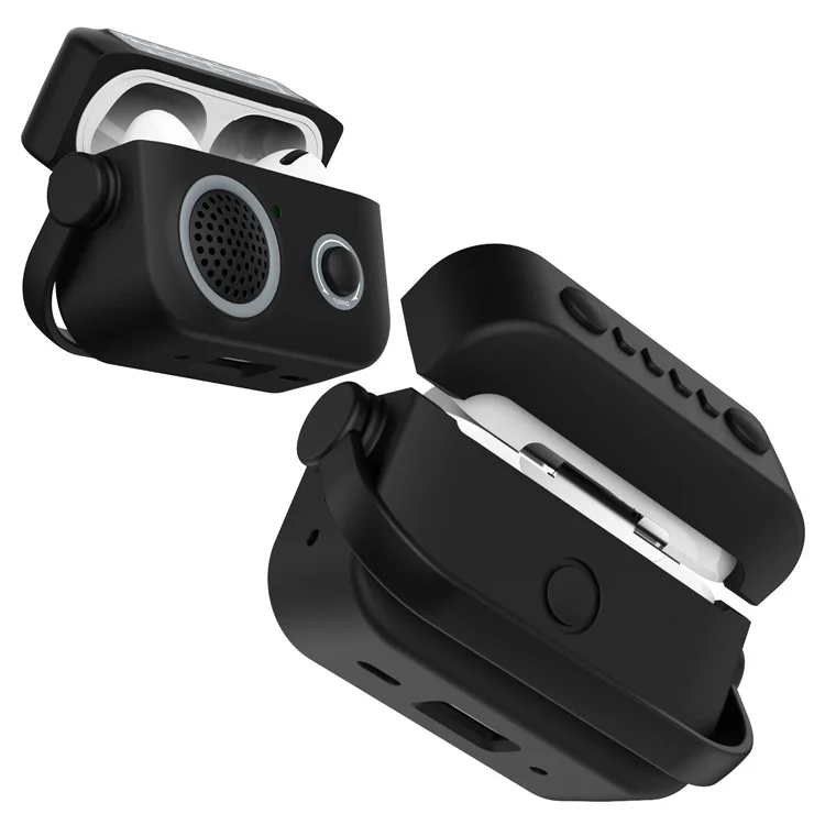 Для чехла AirPods Pro 2 Ударопрочный TPU + PC Чехол для наушников в стиле радио - черный