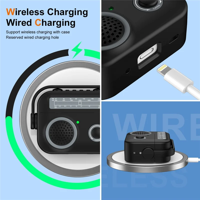 For AirPods Pro 2 Case Shockproof TPU+PC Earbud Cover Radio Style - Rose