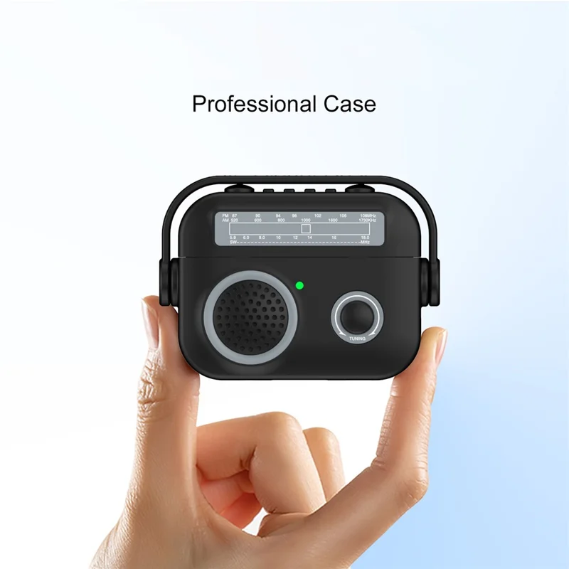 Für Apple AirPods Pro Hülle Kabellose Bluetooth TPU+PC Radioartiger Stil Abdeckung - Schwarz
