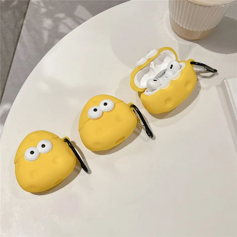 For AirPods Pro / Airpods Pro 2 Cartoon Cheese Silicone Cover Bluetooth-compatible Earphones Protective Case