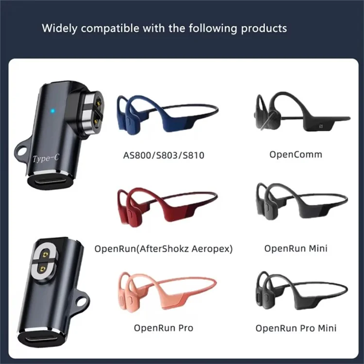 Para Shokz Bone Conduction Earphone Adaptador Magnético del Cargador Convertidor Hembra de 8 Pines (Codo Medio)