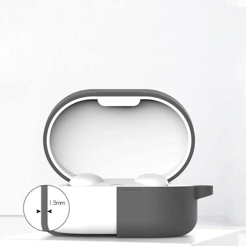 Bluetooth-compatible Earphone Silicone Protective Case Cover with Hook for Xiaomi Redmi AirDots 3 - Purple