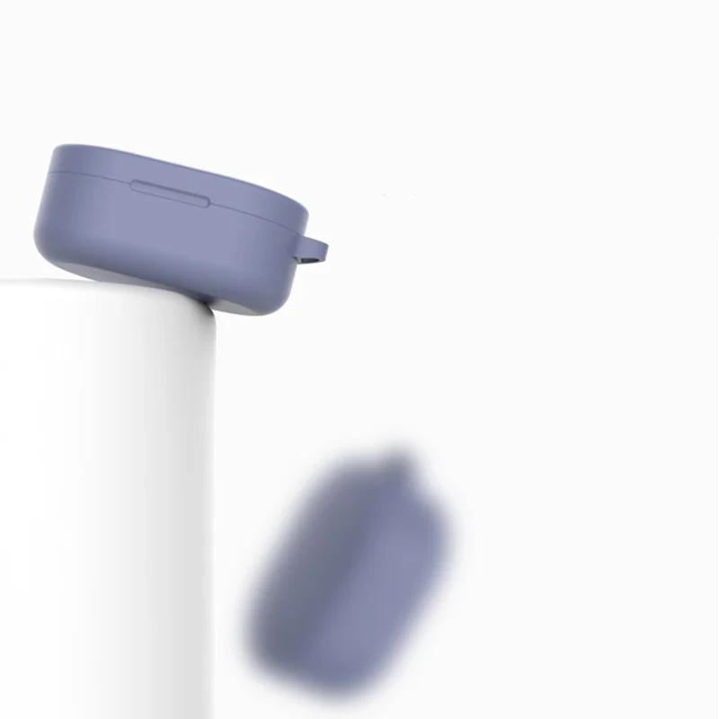 Bluetooth-compatible Earphone Silicone Protective Case Cover with Hook for Xiaomi Redmi AirDots 3 - Purple