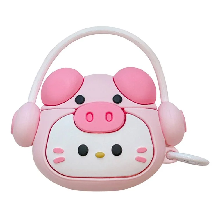 Für AirPods Pro / Pro 2 Cartoon Kitty Bluetooth-Ohrhörer-Cover Weiche Silikon-Hülle mit Aufhängehalterung