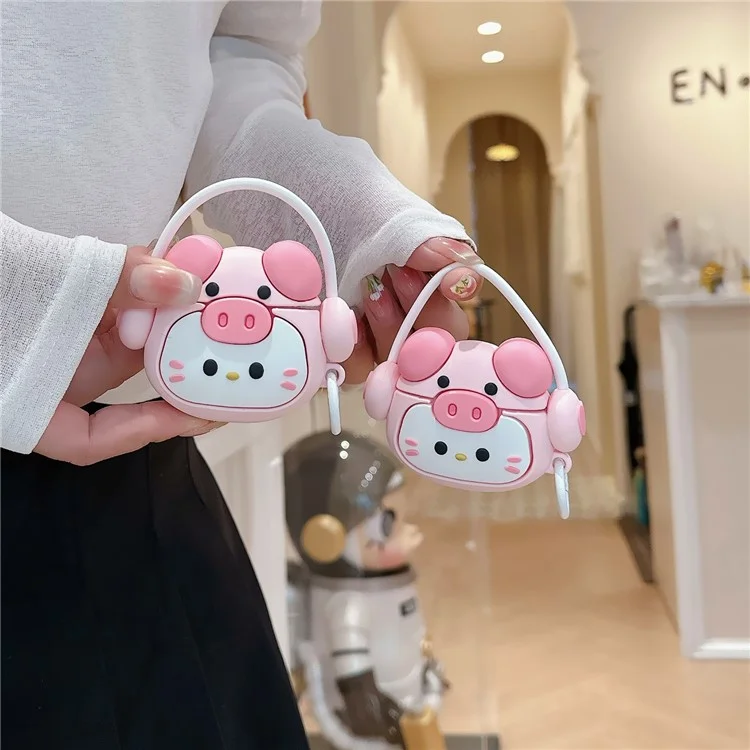 Para Apple Airpods 3 Cartoon Kitty Bluetooth Earphone Cover Soft Silicone Case with Hanging Buckle